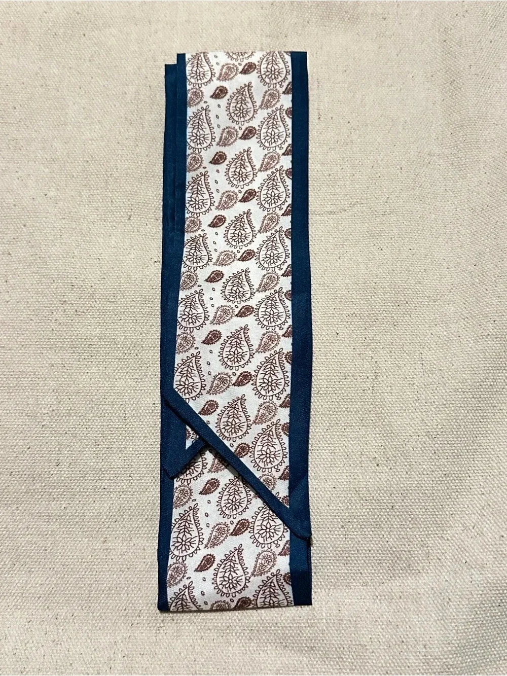 Boutique | Scarf | Twilly Slim Paisley Scarf with Blue Edge